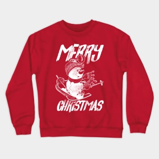 Skiing Snowman - Merry Christmas - White Crewneck Sweatshirt